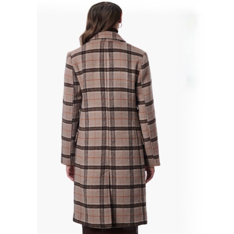 Bernardo Plaid Double Breasted Wool Blend Long Coat Women’s M Nwt — image 2 of 7